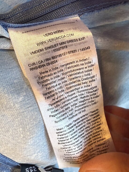 NWT Vero Moda Slip Dress Faux Denim Spaghetti Strap Size Medium Blue Mini - Picture 11 of 12